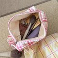 Fresh Plaid Print Large Capacity Cosmetic Bag 6C5CO273