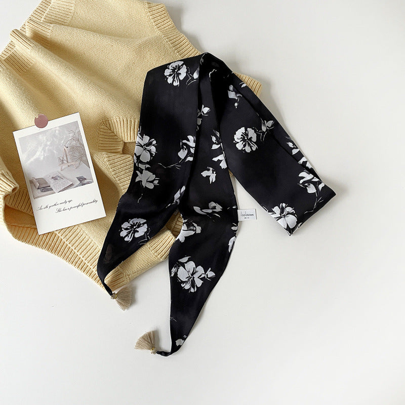 Stylish Floral Print Tassel Silk Scarf 6W6NSI233