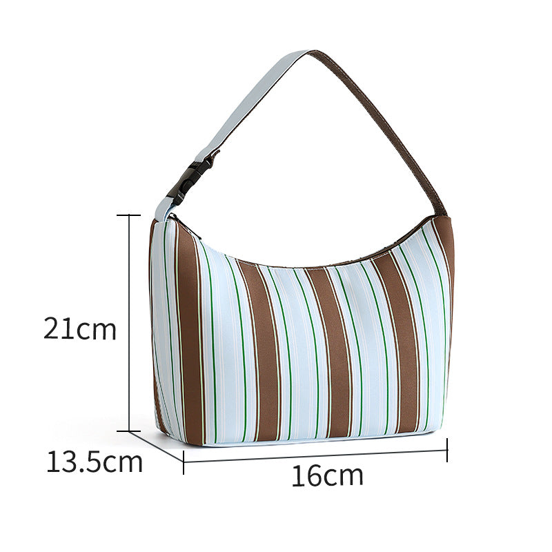 Simple Striped Color Block Large Capacity Handbag 6W10BBG2392