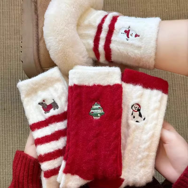Christmas Embroidered Cable Crew Socks 6W8FSO909