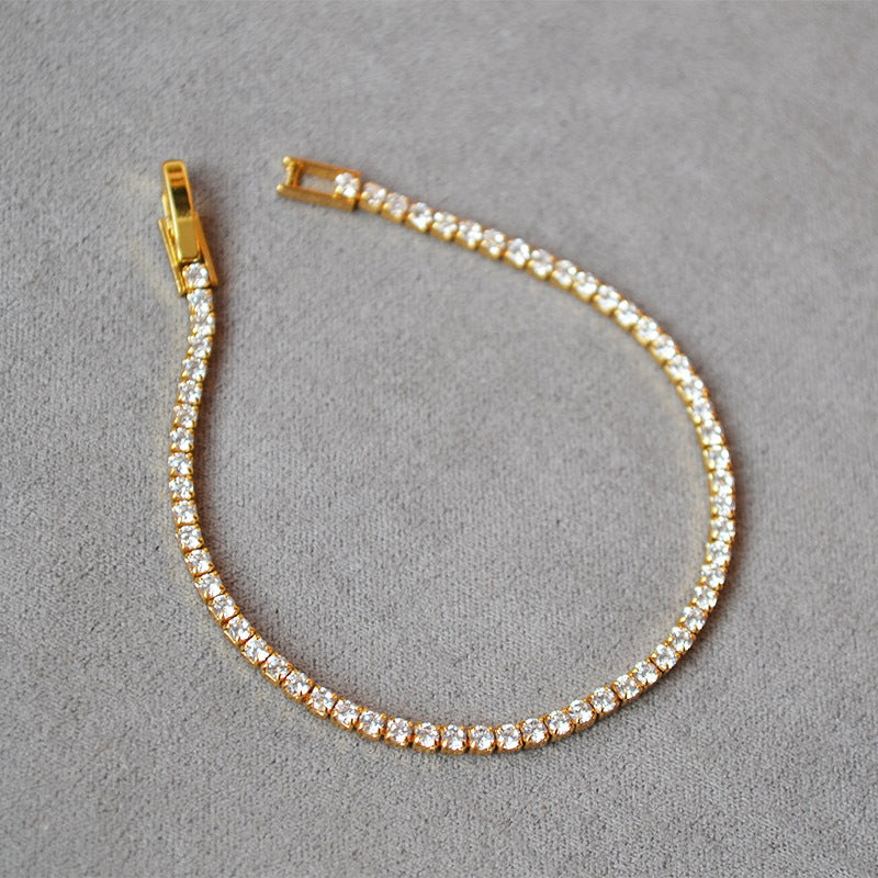 Minimalsit Gold Plated Cubic Zirconia Tennis Bracelet 6W6JBR473