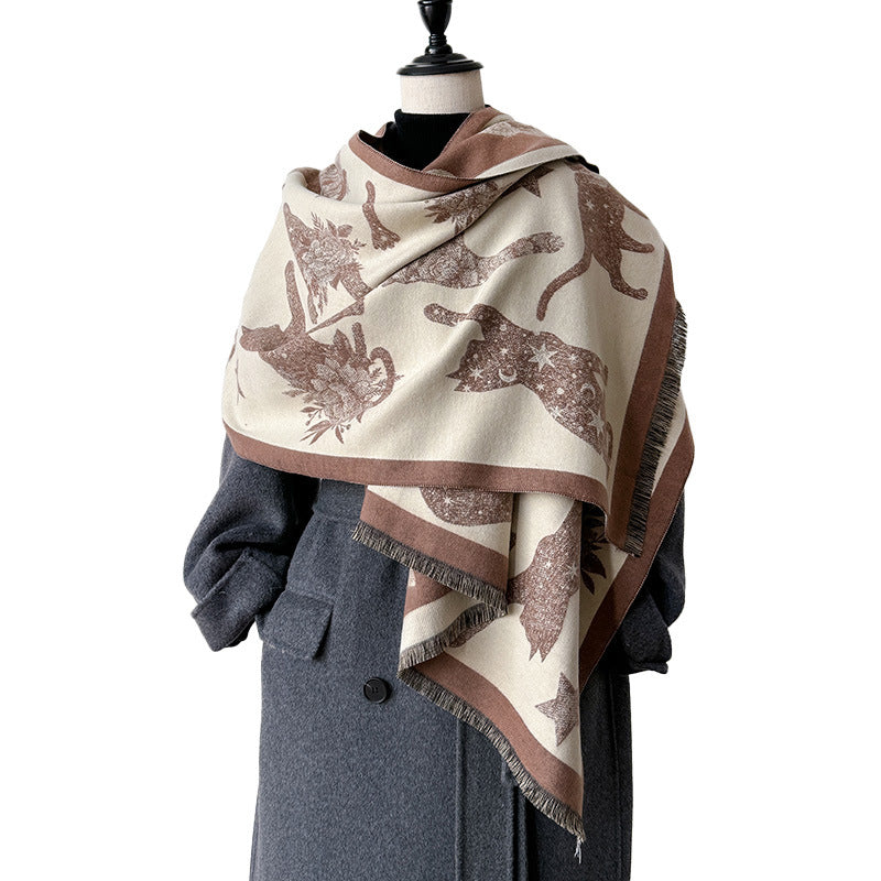 Reversible Cat Moon Scarf - DippedShop Wholesale - #2835