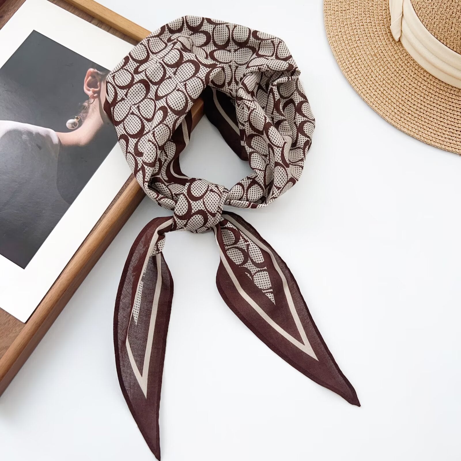 Trendy Flower Print Cotton Neckerchief Head Scarf MK2BW6W6NSI12
