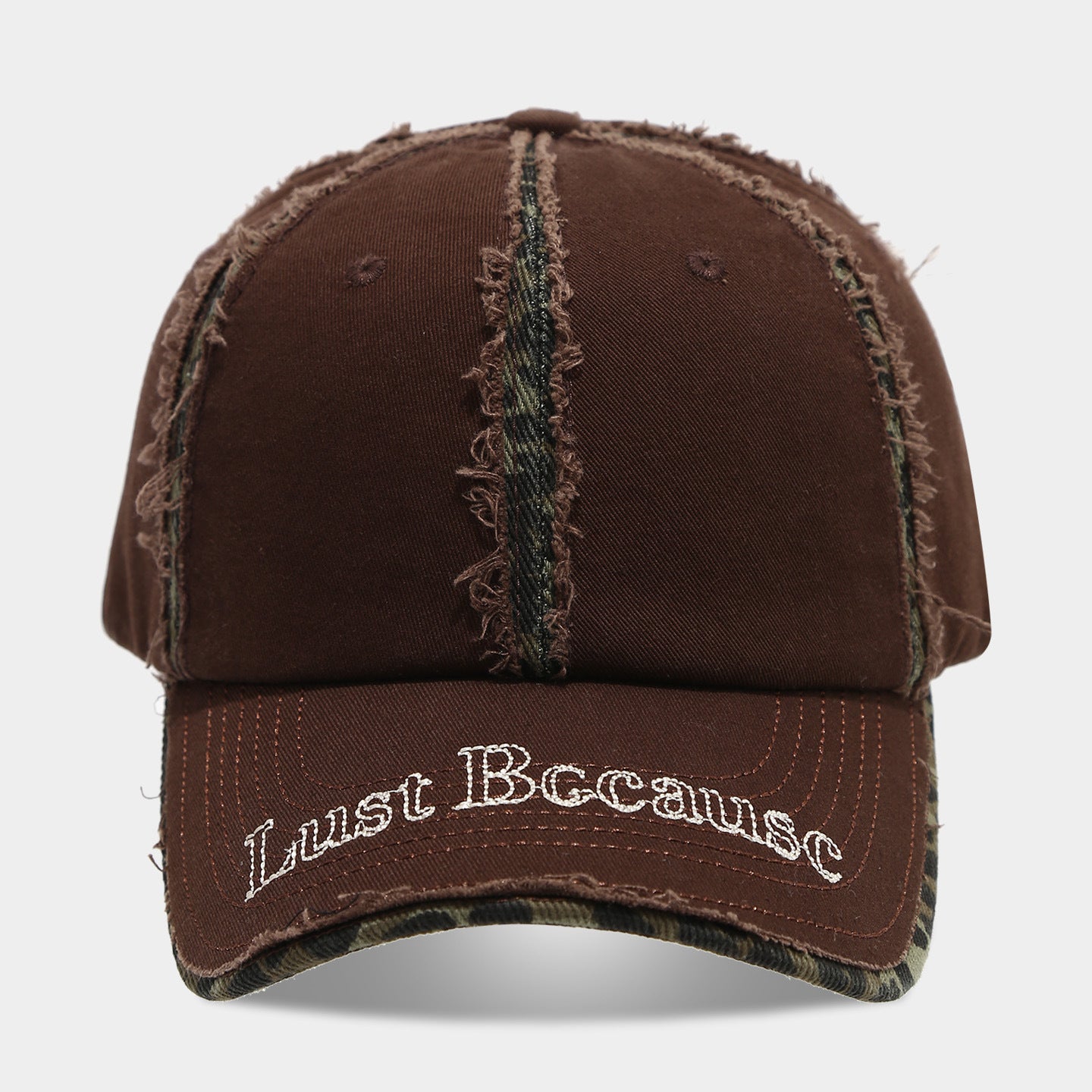 Casual Leopard Trim Frayed Baseball Cap 8BK6HAT183L