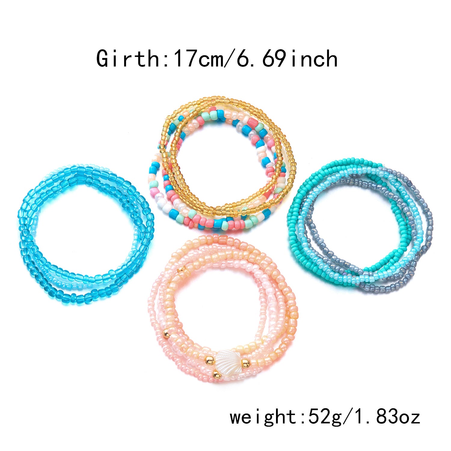 Cute Multi-Color Beaded Chain Stackable Bracelets 6W6JBR505
