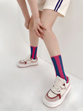 Vibrant Color Block Vertical Striped Crew Socks 6W8FSO667