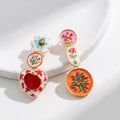 Sweet Asymmetrical Colorful Flower Dangle Earrings 6W6JER611