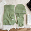 3-Piece Solid Color Knit Scarf Beanie Gloves Set 6W6NSC99