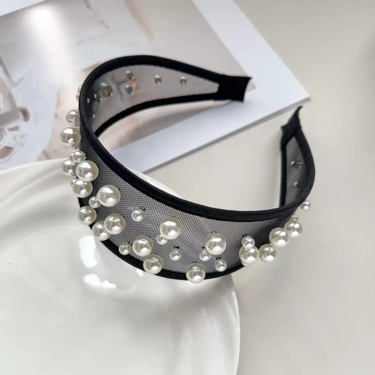 Elegant Wide Sheer Mesh Headband 6W6HBD271