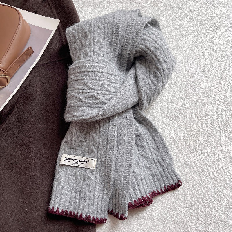 Winter Cable Knit Solid Color Knit Warm Scarf 6W6NSC68