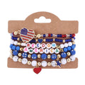 Stylish USA Flag Elastic Beaded Chain Bracelets Set 8ZA6JBR199T