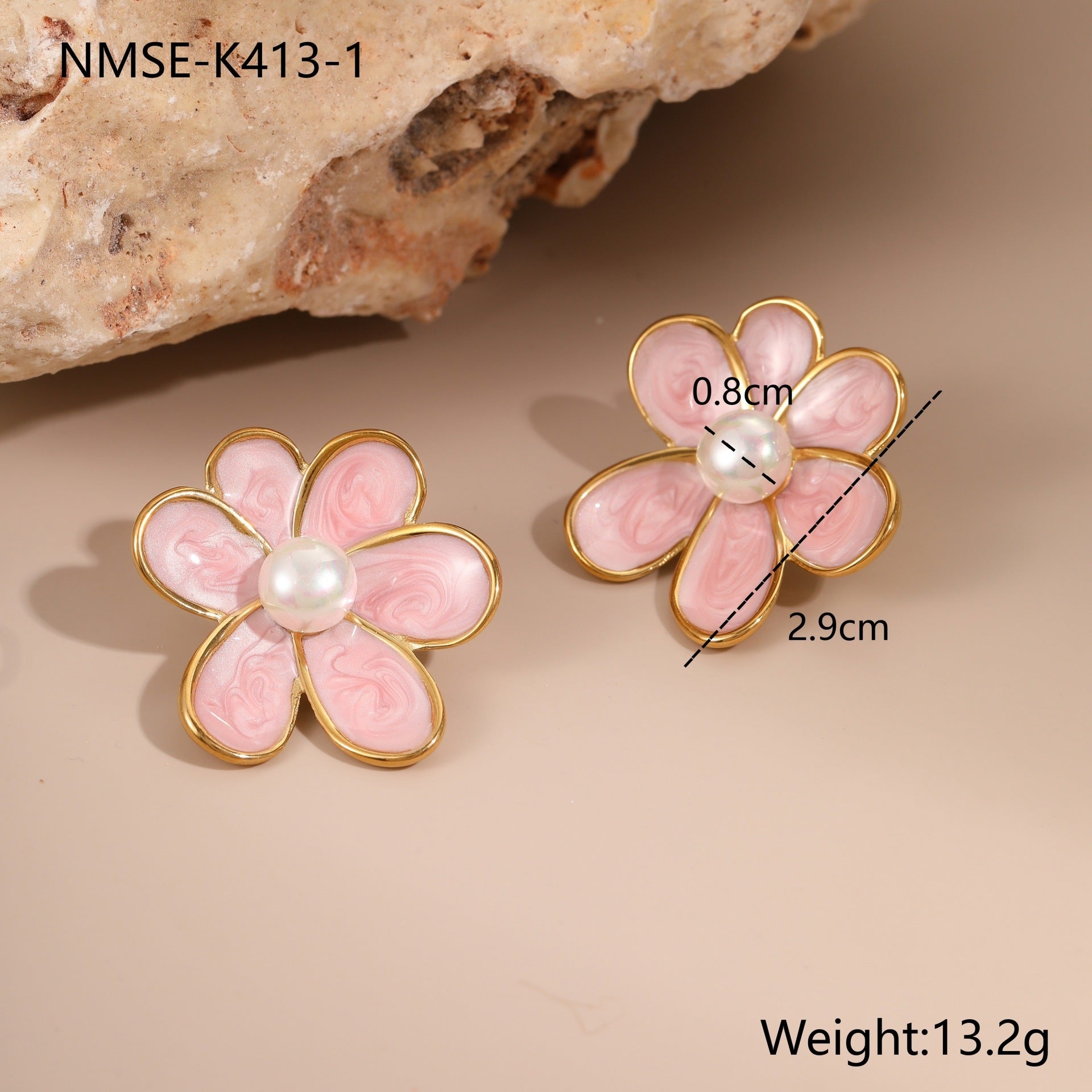 Vintage Enamel Flower Earrings - DippedShop Wholesale - #4195