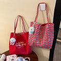 Creative Plaid Letters Print Reversible Tote Bag MK2BLW6W10BBG582