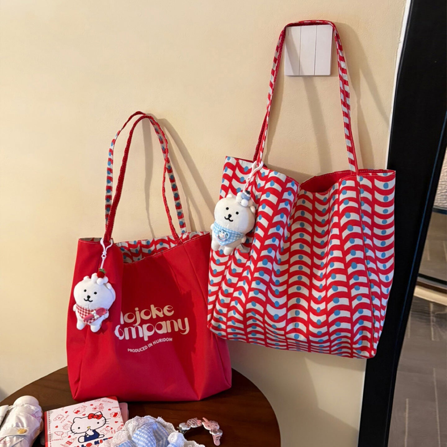 Creative Plaid Letters Print Reversible Tote Bag MK2BLW6W10BBG582