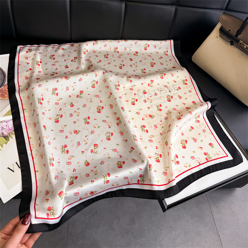 Fresh Floral Print Neckchief Versatile Square Scarf MK2BW6W6NSI22