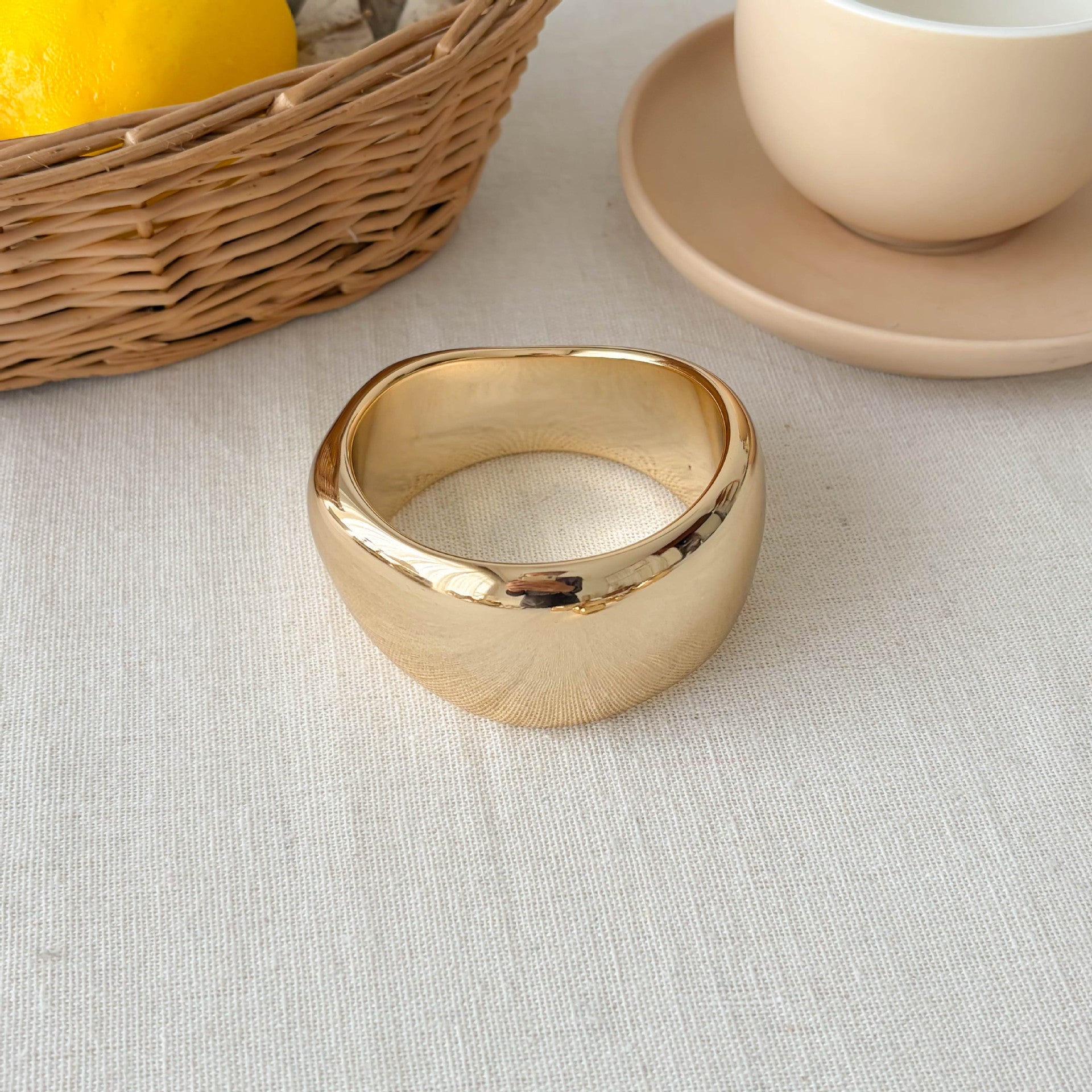 Chunky Gold Plated Irregular Statement Open Bracelet 6W6JBR582
