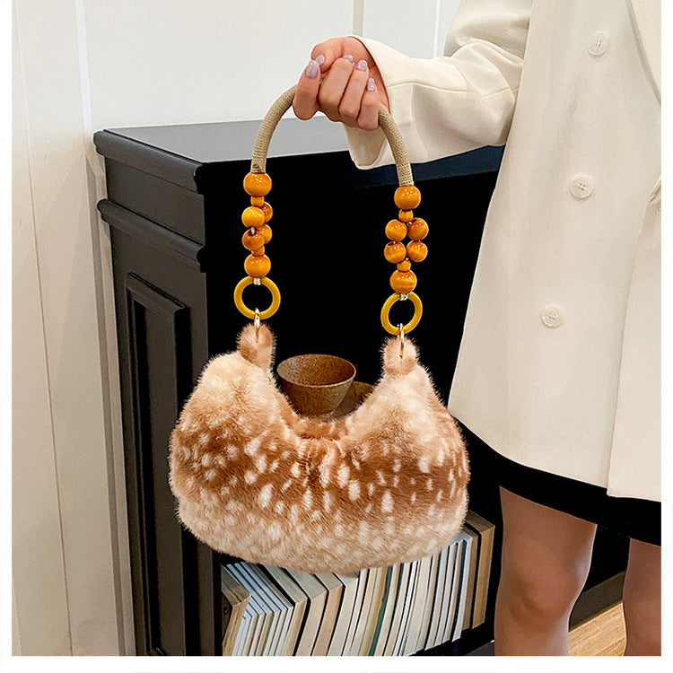 Cute Deer Pattern Flush Portable Shoulder Bag 6W10BBG1924