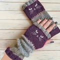 Cat Print Fingerless Gloves - DippedShop Wholesale - #1331