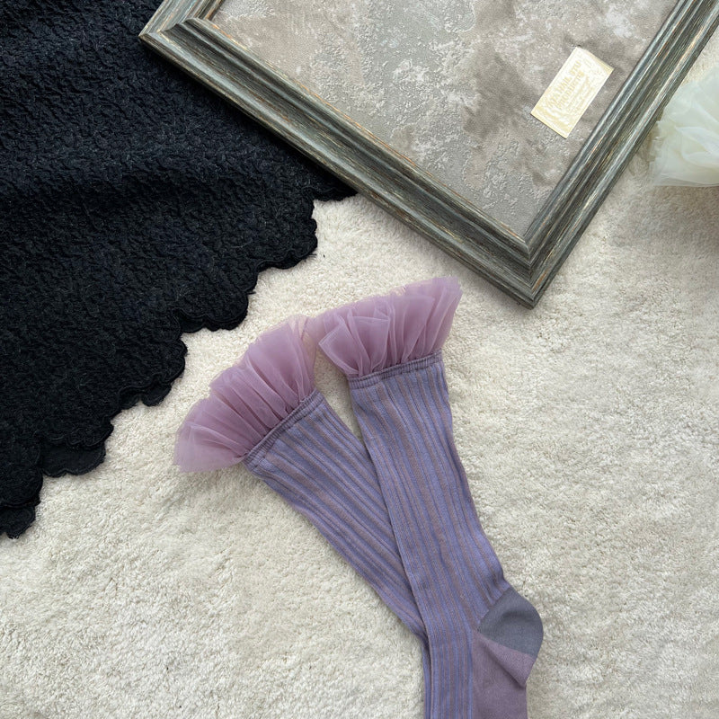 Fairy Tulle Ruffle Slouch Socks 6W8FSO769