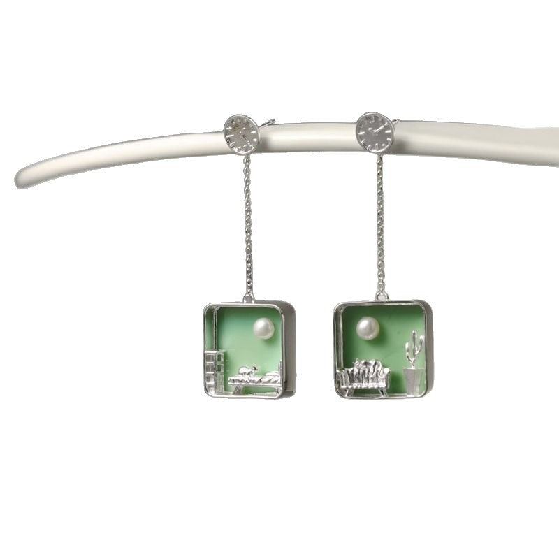 Pearl Square Drop Earrings - DippedShop Wholesale - #1251