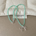 Cute Bowknot Flower Pendant Beaded Choker Necklace 6W6JNC448
