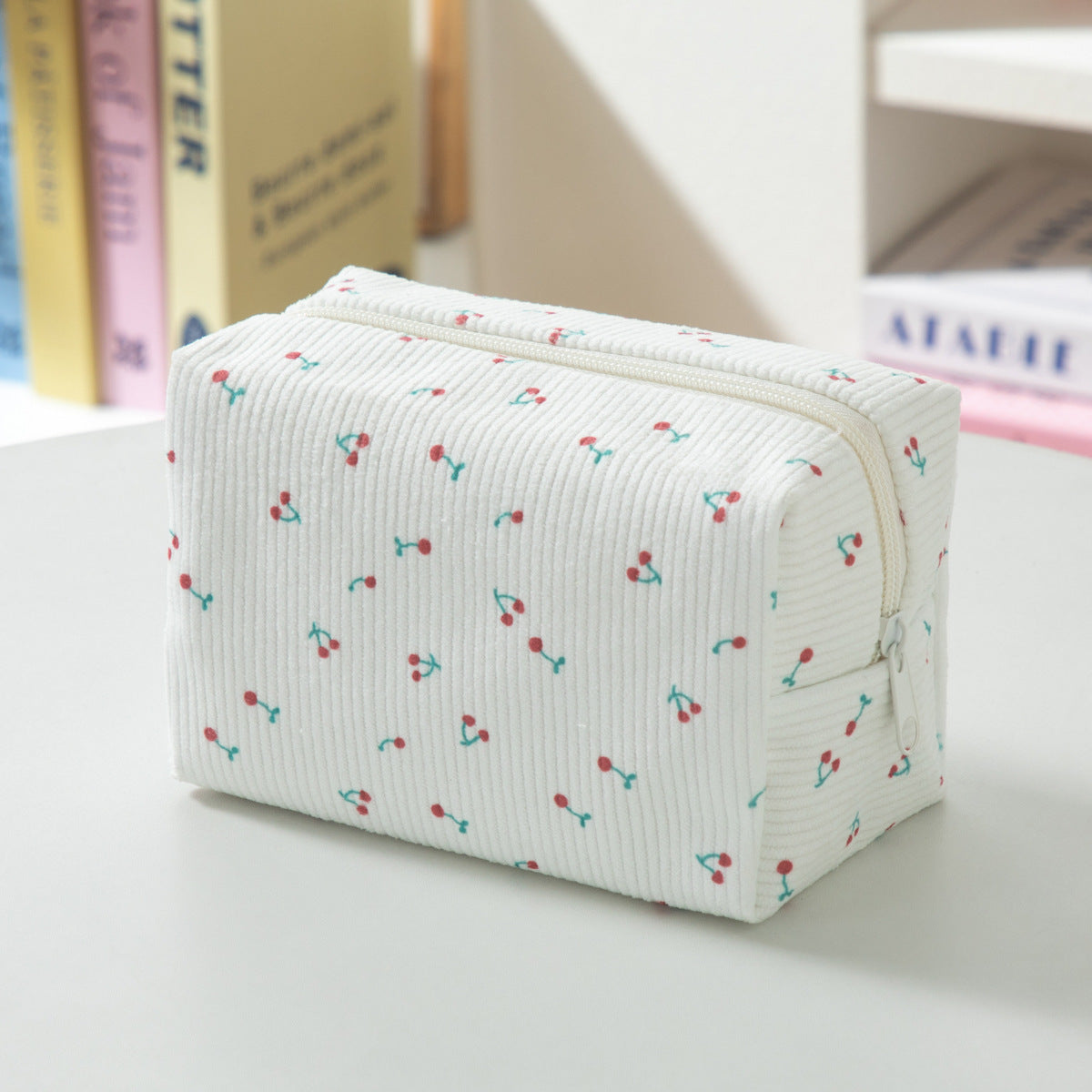 Chic Floral Print Corduroy Cosmetic Bag 6S5CO103