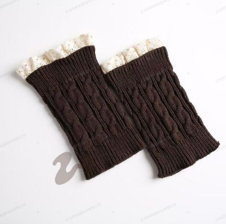 Winter Lace Trim Warm Cable Knitted Boot Cuffs 6W8FSO877
