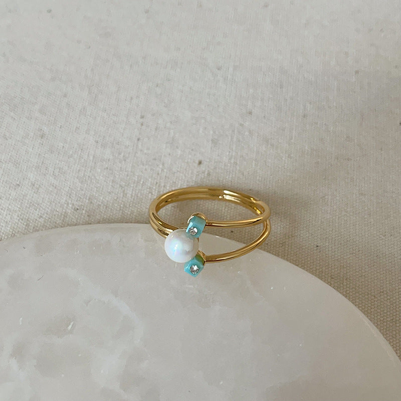 Open Pearl Rhinestone Ring - DippedShop Wholesale - #9107