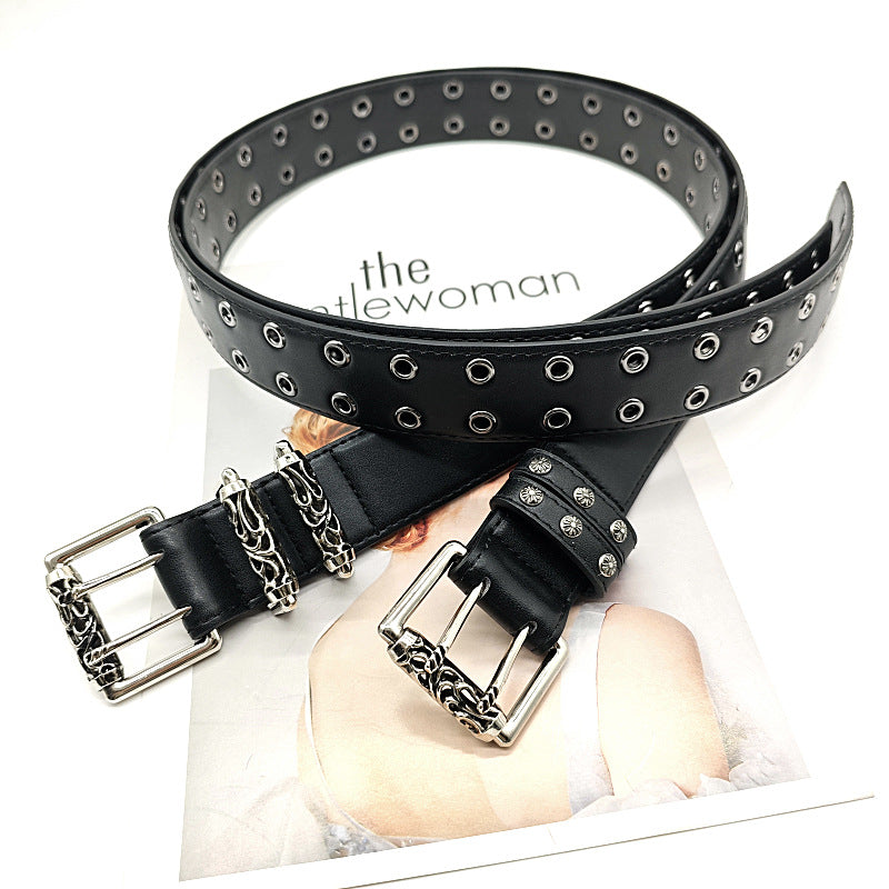 Punk Street Metal Leather Wide Belt DPWB0319