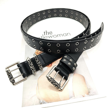 Punk Street Metal Leather Wide Belt DPWB0319