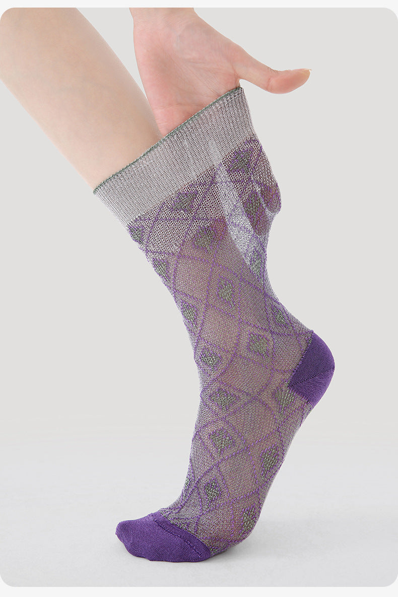Vintage Plaid Jacquard Socks - DippedShop Wholesale - #3587