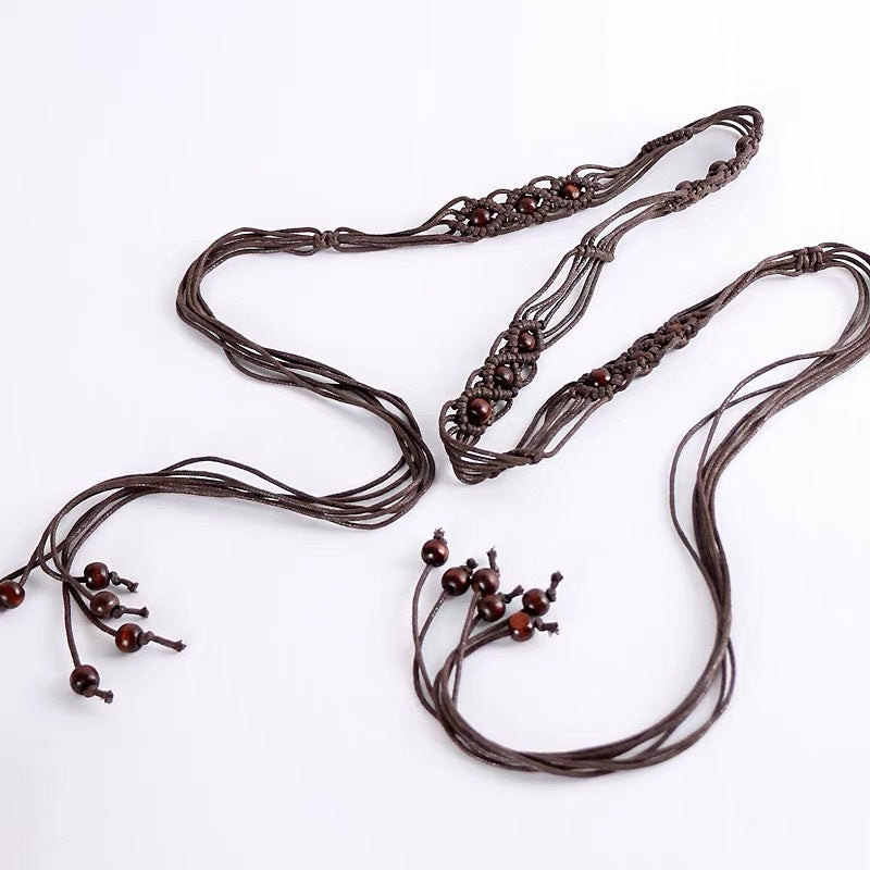 Ethnic-Style Handmade Weave Beaded Waist Belt 6W6JBT242