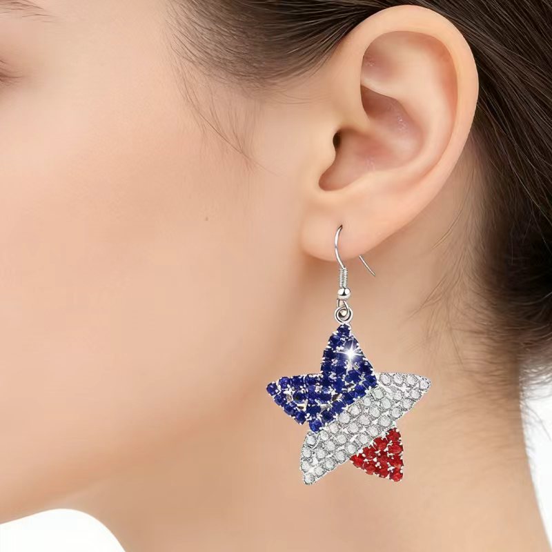 Trendy Sparkling Rhinestones Star Pendant Hook Earrings 8ZA6JER301L
