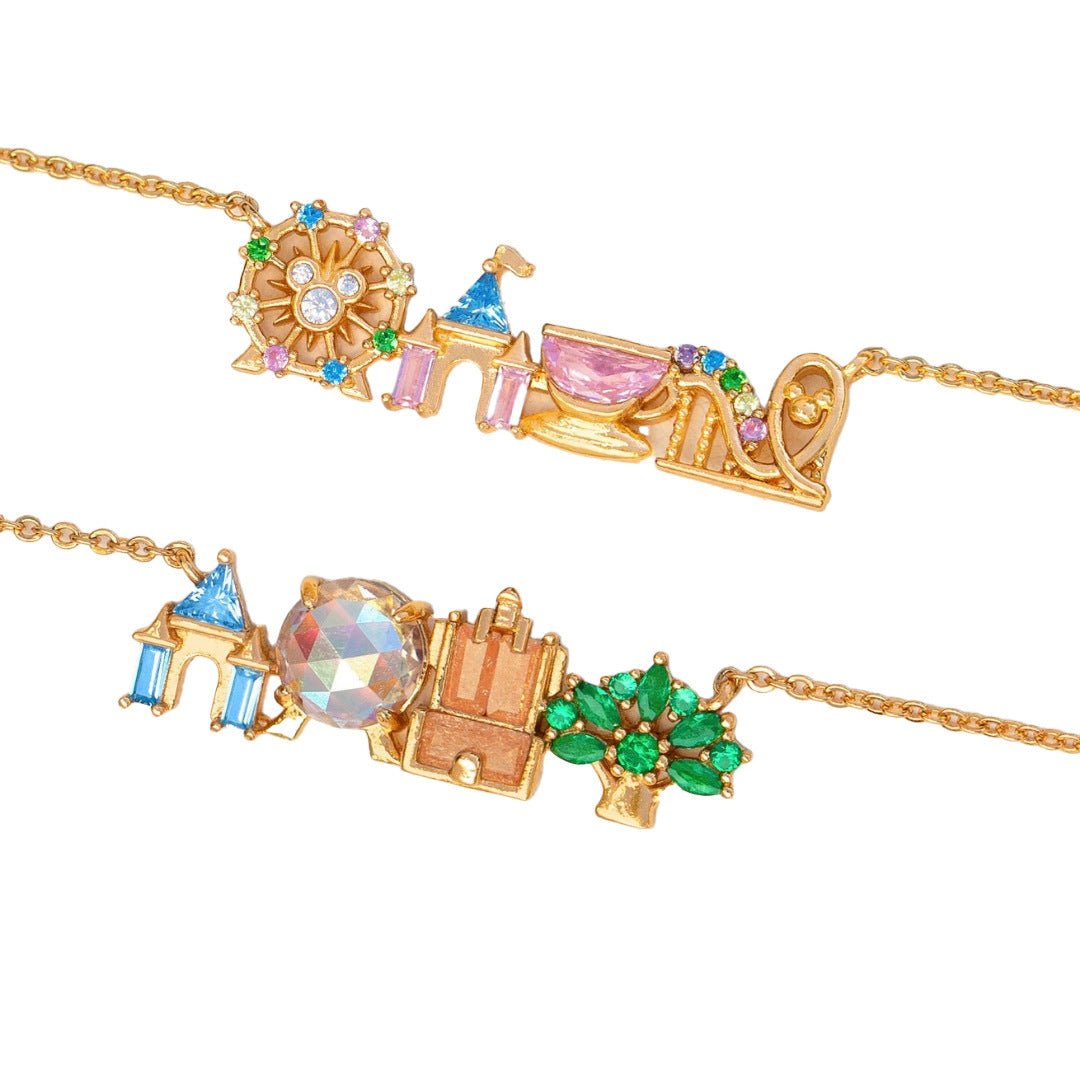 Elegant Gold Plated Ferris Wheel Castle Necklace 6W6JNC645