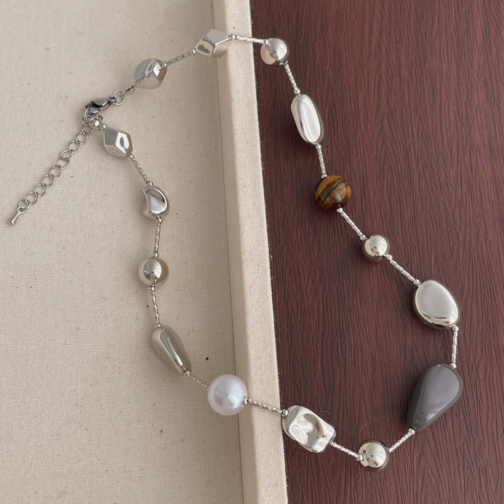 Stone Beaded Chain Necklace - DippedShop Wholesale - #7187