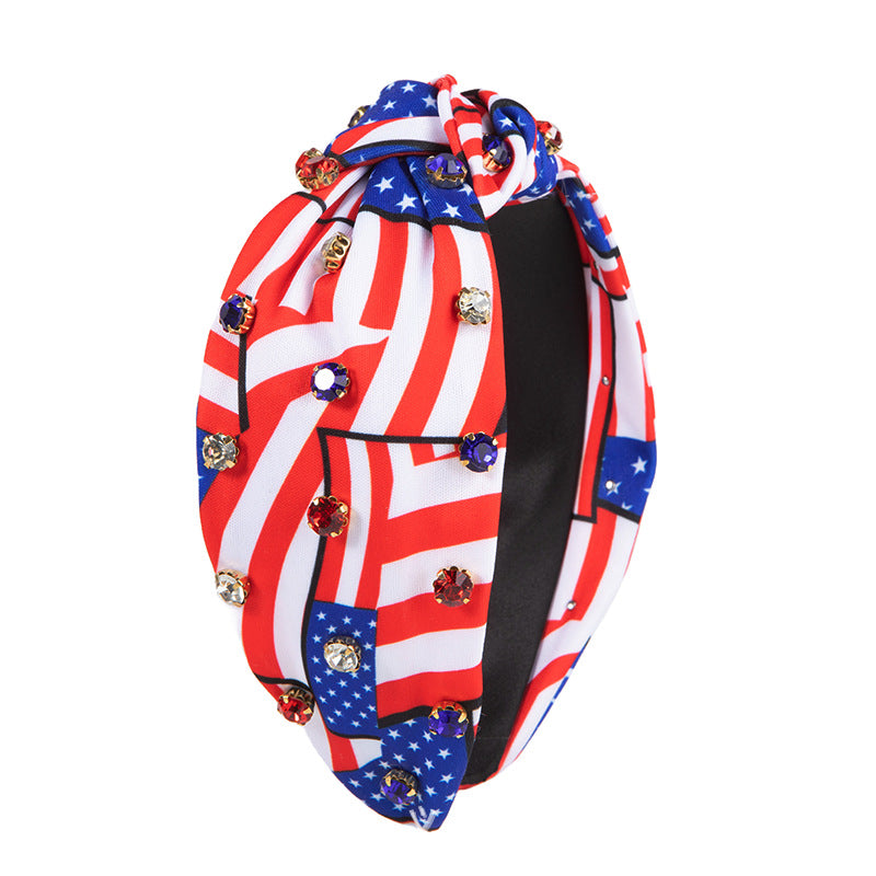 Stylish Color Block American Flag Knotted Hair Band 8AS6HBD61T