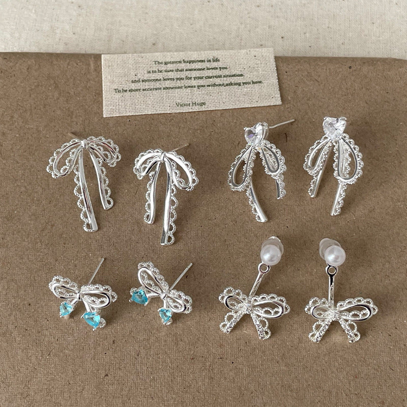 Pearl Bow Dangle Earrings - DippedShop Wholesale - #5107