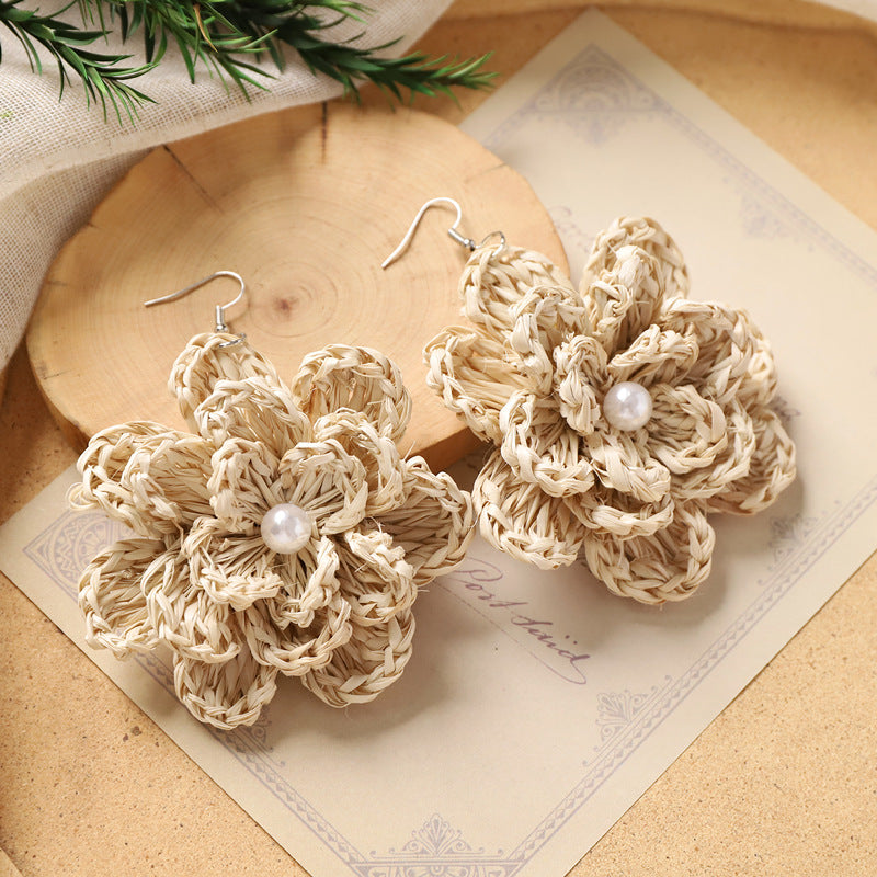 Boho Rattan Dangle Earrings - DippedShop Wholesale - #4515