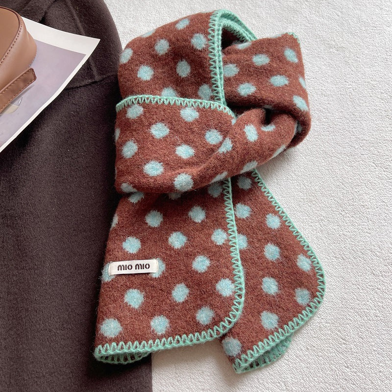 Retro Polka Dots Color Contrast Warm Scarf 6W6NSC65