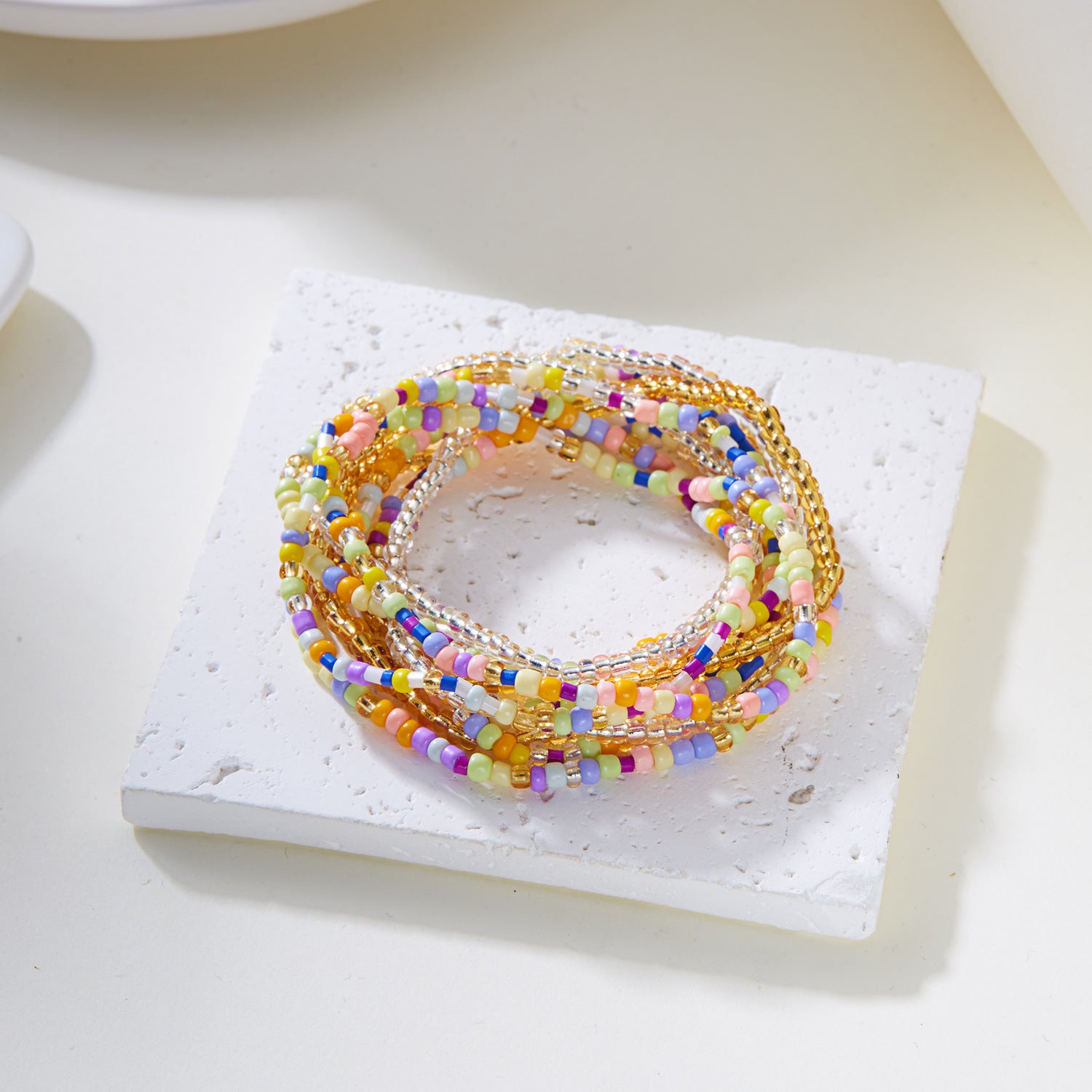 Cute Multi-Color Beaded Chain Stackable Bracelets 6W6JBR505