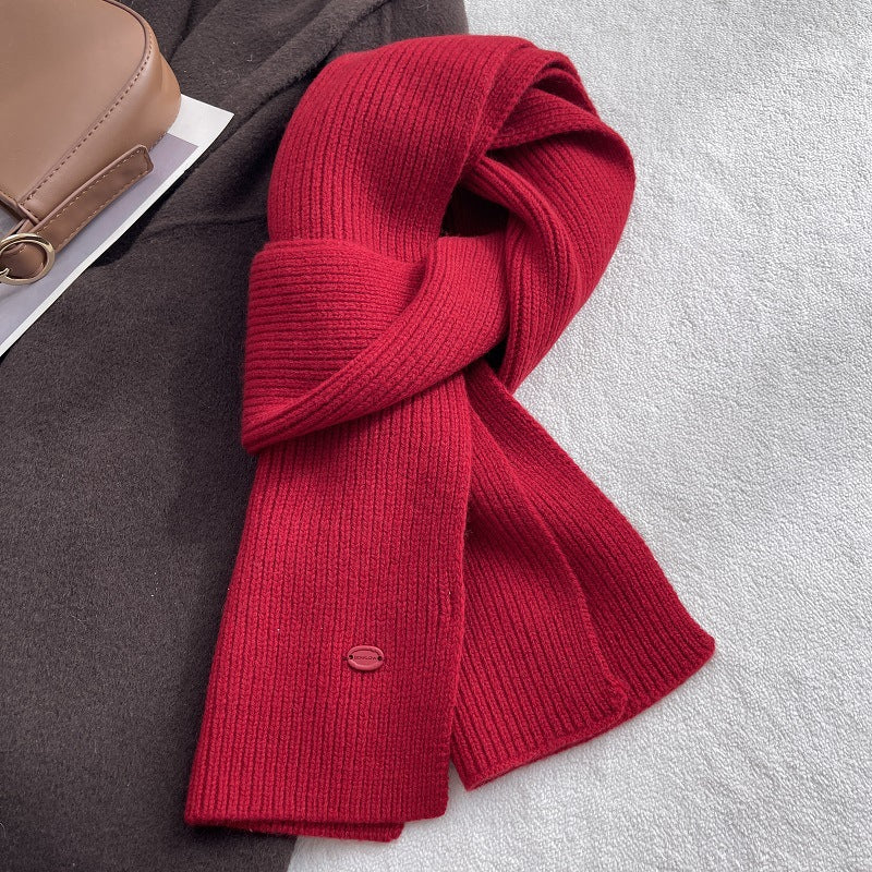 Solid Color Wool Blend Warm Knit Scarf 6W6NSC69
