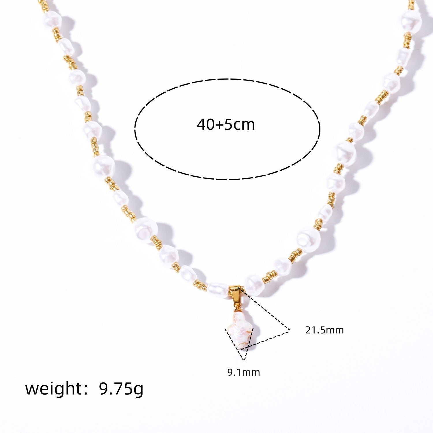 Natural Pearl Chain Cross Pendant Choker Necklace 6W6JNC639