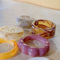 Unique Irregular Resin Statement Ring Set 6W6JRG293