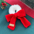 Christmas Knitted Plush Bow Holiday Hair Scrunchie 6W6HSR435