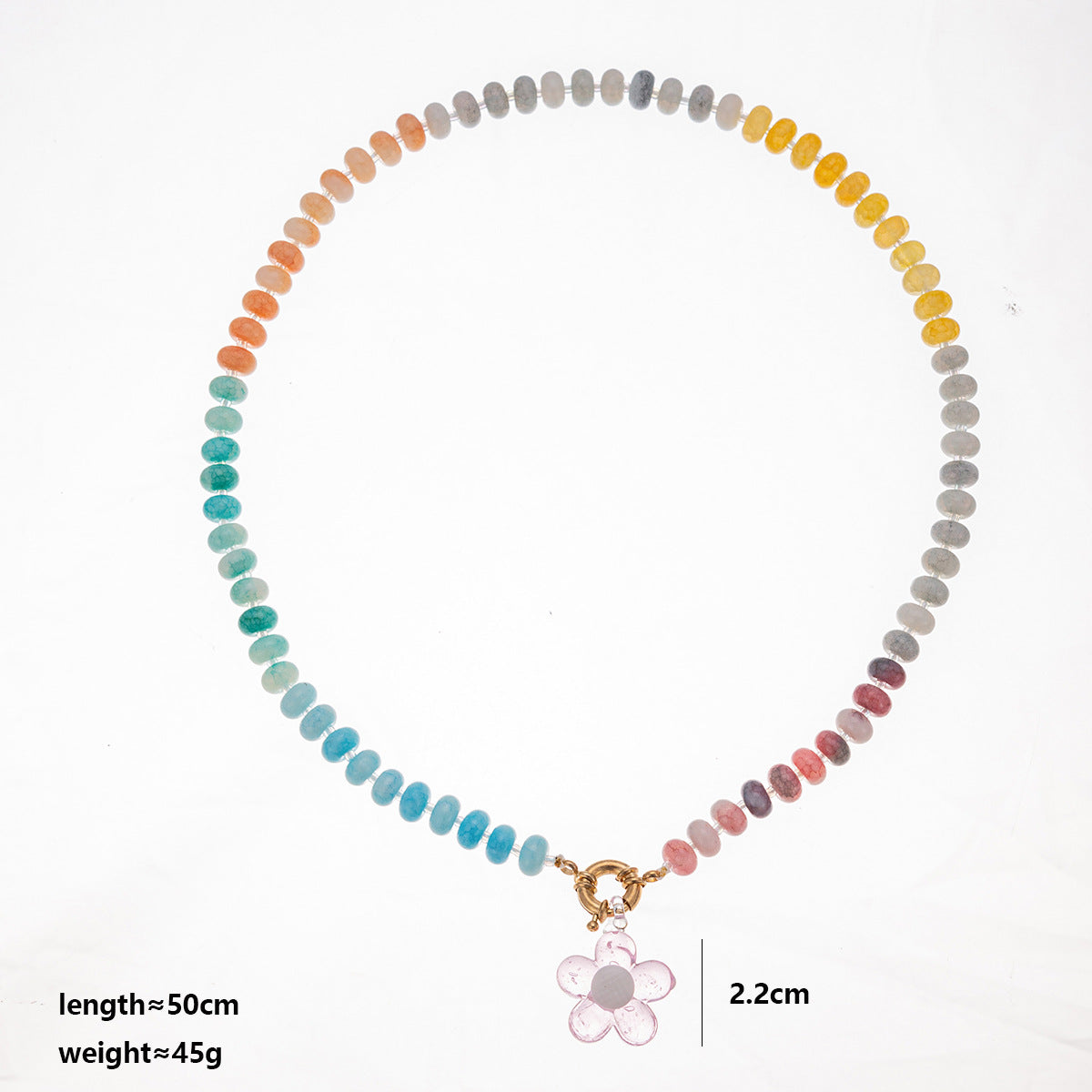 Handmade Multi-Color Flower Pendant Beaded Necklace 6W6JNC420L