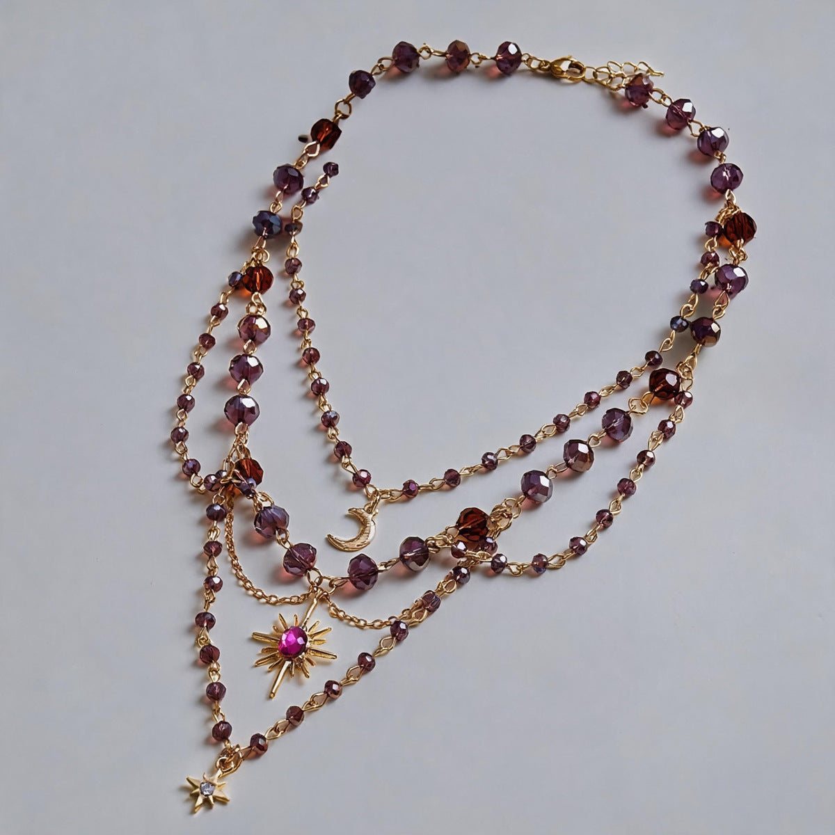 Vintage Starburst Multi-Layered Crystal Beaded Necklace 6W6JNC1065