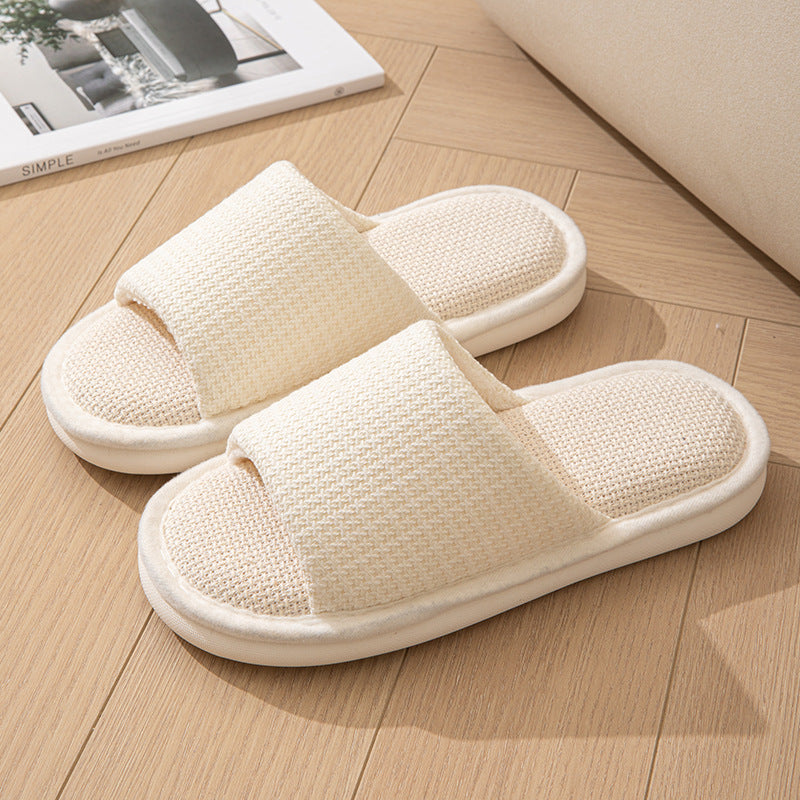 Linen Open Toe House Slippers - DippedShop Wholesale - #5875