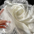 Elegant Solid Color Lace Trim Square Silk Scarf 6W6NSC223