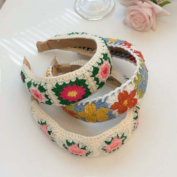 Colorful Flower Knit Wide Headbands DP25B876