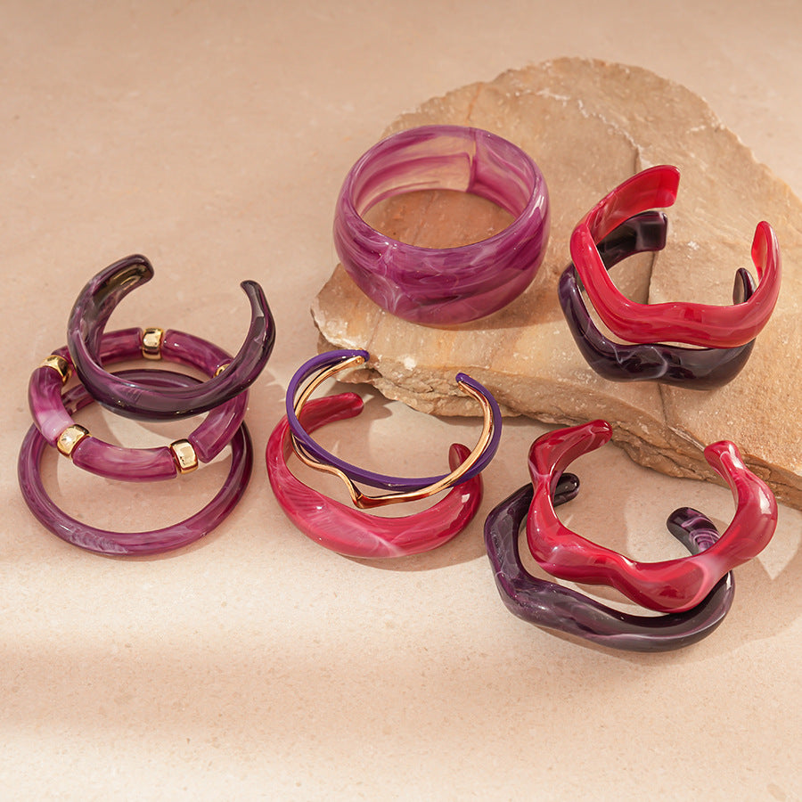 Purple Irregular Acrylic Bracelets - DippedShop Wholesale - #6995